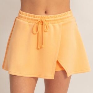 Wrap Front Elastic Waist Skort